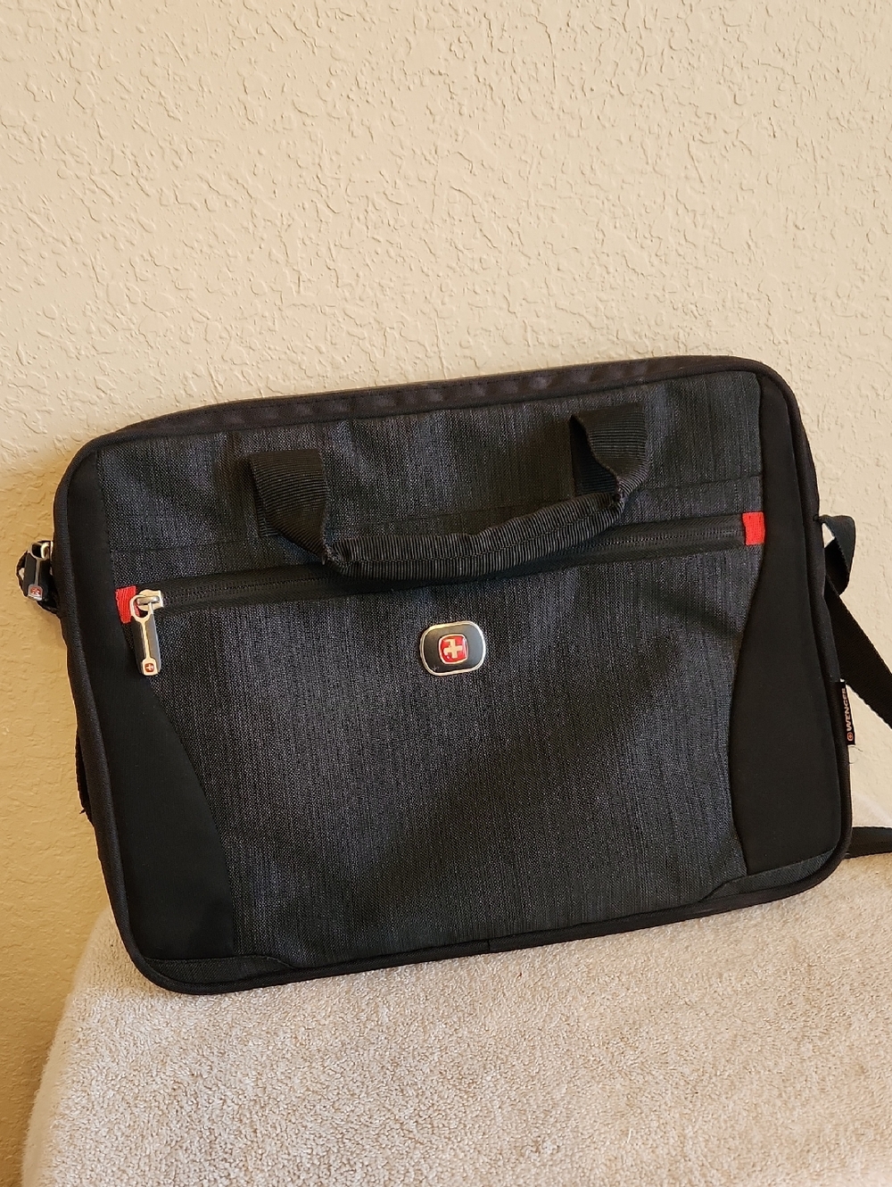 SwissGear Black Laptop Bag with Red Accents